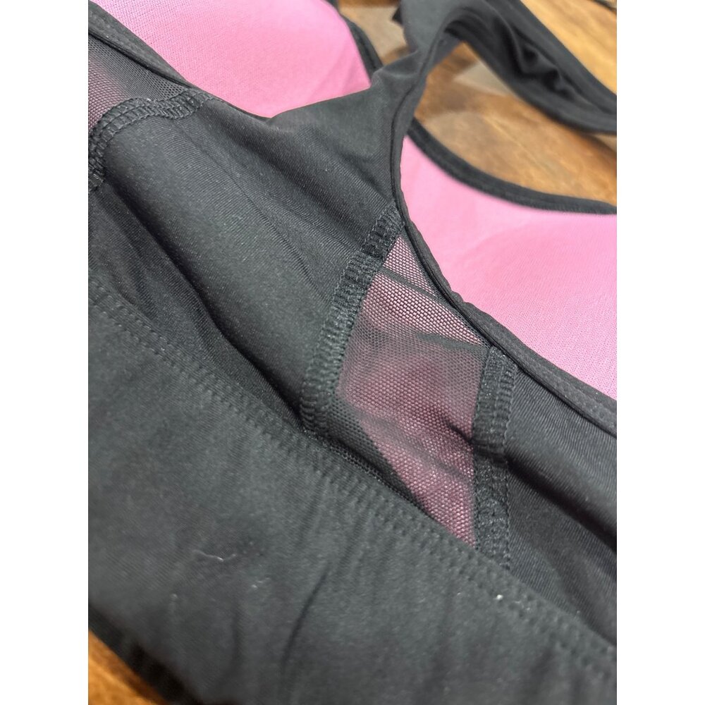 Pink Victorias Secret Ultimate Black Sports Bra XS Racerback With Mesh & Padding - Picture 6 of 8